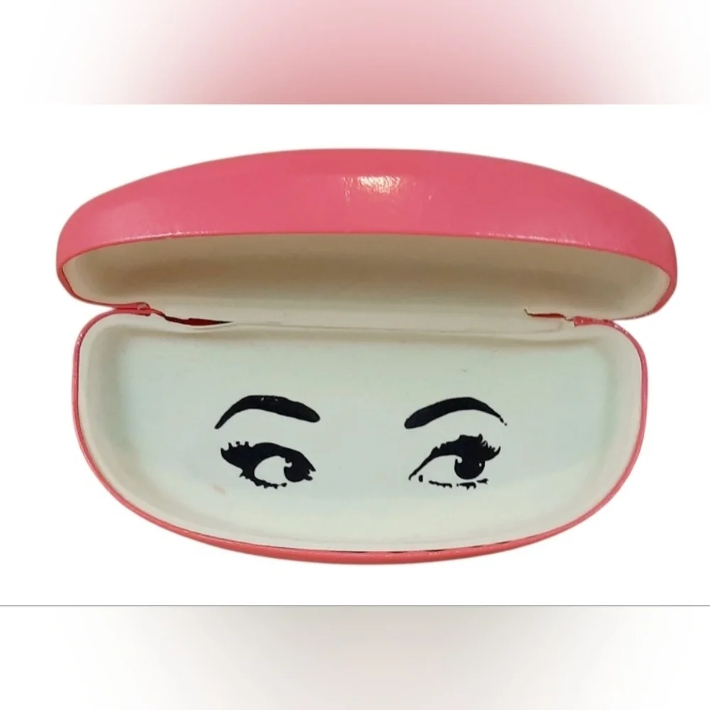 Kate Spade PINK Taco HardShell Eye glasses Sun Glasses case Eyes Inside